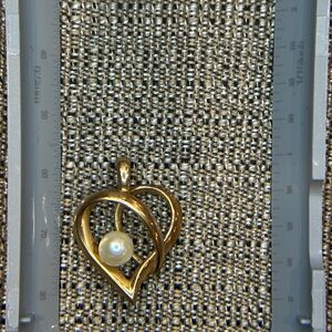 💛 P.O. 14K Gold Heart Pendant with Cultured Pearl